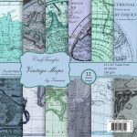 CrafTangles Scrapbook Paper Pack - Vintage Maps (12"x12")