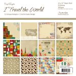 CrafTangles Scrapbook Paper Pack - I Travel the World (12"x12")